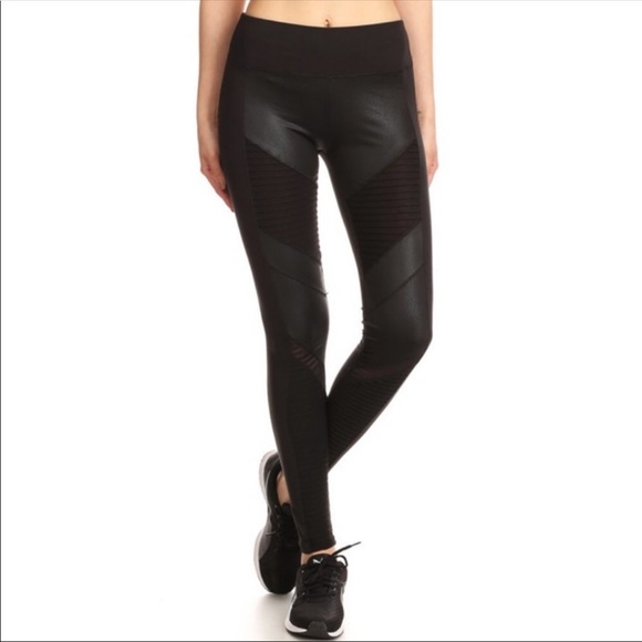 colorsandbloom Pants - Last!Coated Moto Leggings with mesh